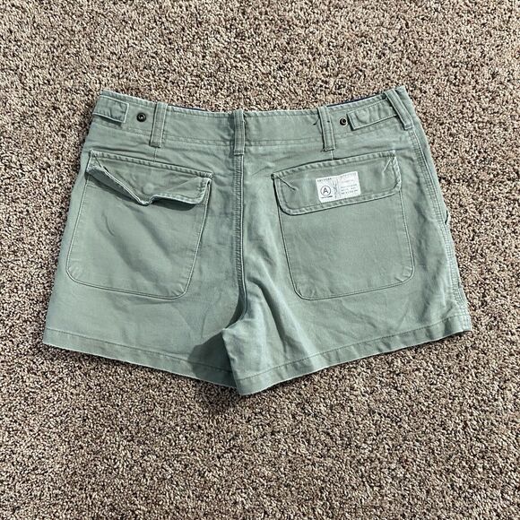 VTG 90s Y2K AMERICAN EAGLE Carpenter Short 6 Mid Rise Denim Utility Grunge Green - Picture 2 of 7